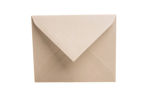 Papier Envelop Geïsoleerd Witte Achtergrond — Stockfoto
