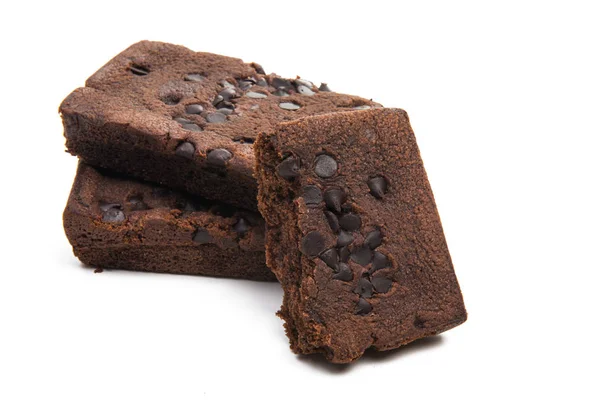 Chocolate Brownie Isolated White — Stock Photo, Image