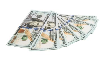 Dolar banknotları beyaz arkaplanda izole