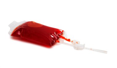 Beyaz arka plan üzerinde izole kan ile çanta