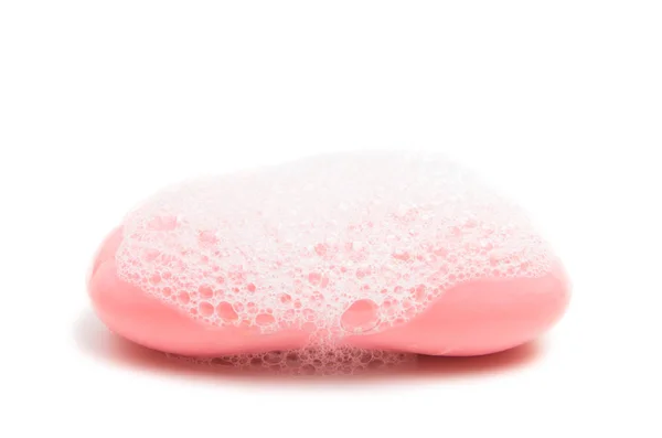 Sabun Pink Dengan Busa Terisolasi Pada Latar Belakang Putih — Stok Foto