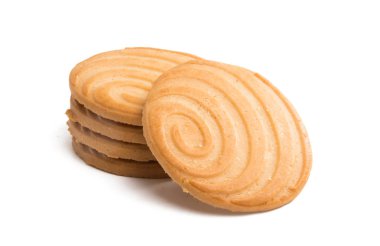 Beyaz arka plan üzerinde izole tereyağı bisküvi