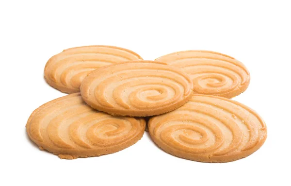 Boter Koekjes Geïsoleerd Witte Achtergrond — Stockfoto