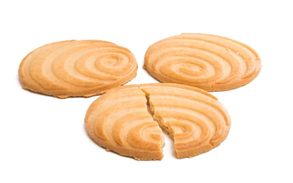 Boter Koekjes Geïsoleerd Witte Achtergrond — Stockfoto