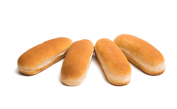 Pão Para Cachorro Quente Isolado Fundo Branco — Fotografia de Stock