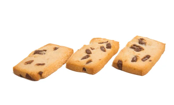 奶油饼干与巧克力分离的白色背景 — 图库照片