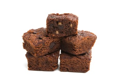 Beyaz arka plan üzerinde izole Amerikan çikolatalı brownie pasta