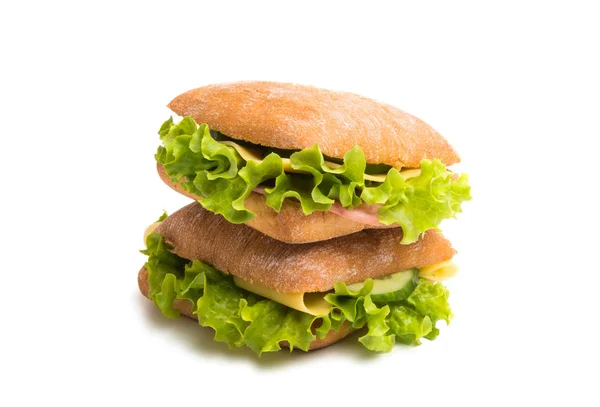 Sandwich Ciabatta White Background — Stock Photo, Image