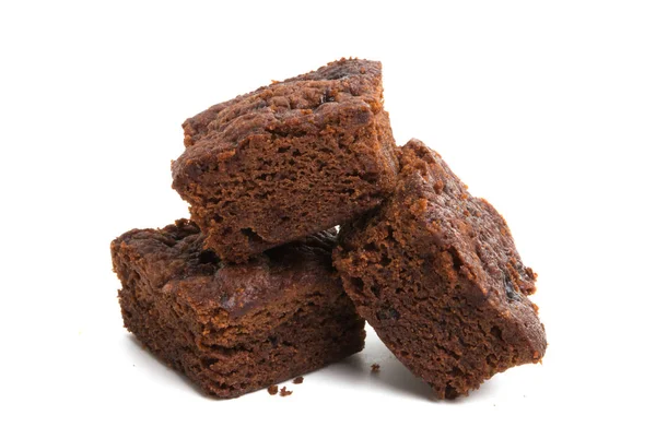 Beyaz arka plan üzerinde izole Amerikan çikolatalı brownie pasta