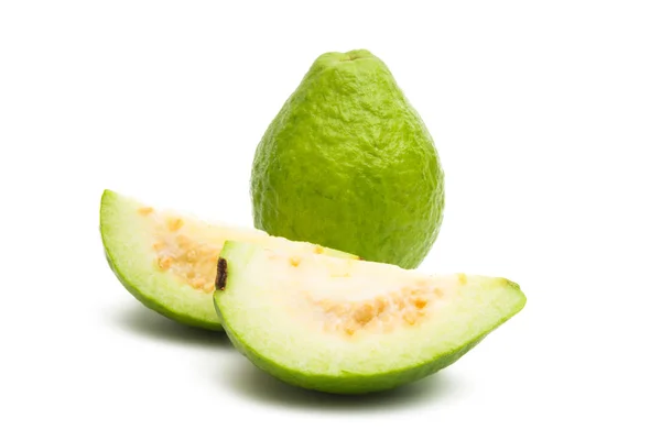 Guava Verde Isolata Sfondo Bianco — Foto Stock