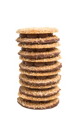 Çikolatalı sandviç beyaz arka plan üzerinde izole sandviçle somun