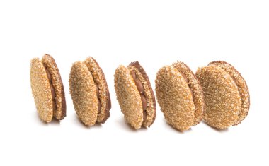 Çikolatalı sandviç beyaz arka plan üzerinde izole sandviçle somun