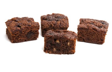 Beyaz arka plan üzerinde izole Amerikan çikolatalı brownie pasta