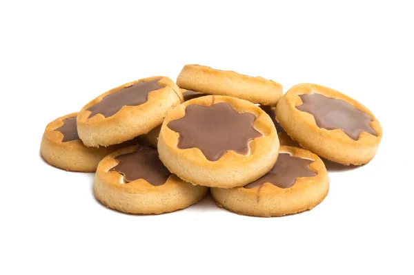 Cookies Met Chocolade Geïsoleerd Witte Achtergrond — Stockfoto