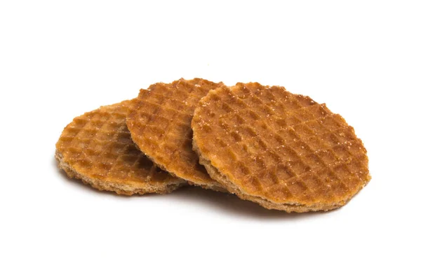 Holländische Karamell Waffeln Isoliert Auf Weißem Hintergrund — Stockfoto