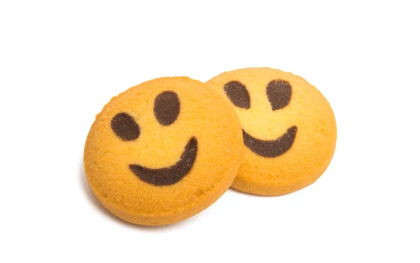 Home Biscoito Smiley Isolado Fundo Branco — Fotografia de Stock