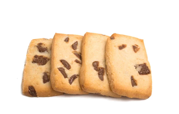 Cookies Med Choklad Isolerad Vit Bakgrund — Stockfoto