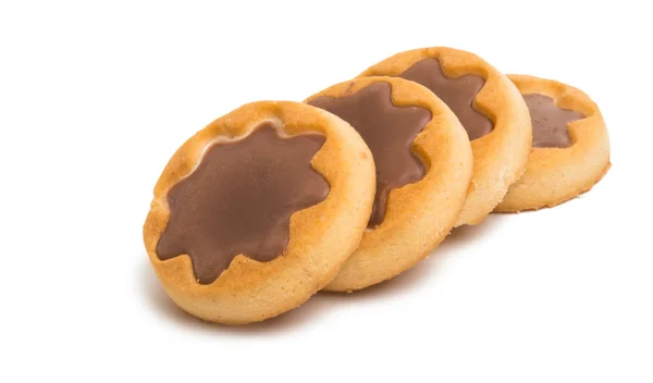 Cookies Med Choklad Isolerad Vit Bakgrund — Stockfoto
