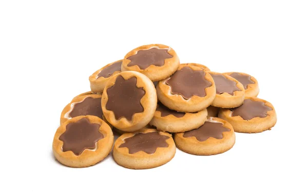 Galletas Con Chocolate Aisladas Sobre Fondo Blanco — Foto de Stock