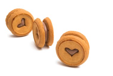 Çerezler çikolata beyaz arka plan üzerinde izole Çift Kişilik