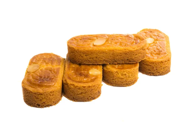 Galletas Almendras Aisladas Sobre Fondo Blanco — Foto de Stock