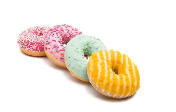 Donuts Glazuur Geïsoleerd Witte Achtergrond — Stockfoto