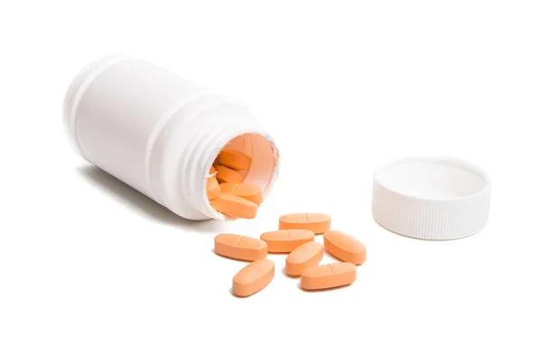 Pílulas Vitaminas Isolado Fundo Branco — Fotografia de Stock