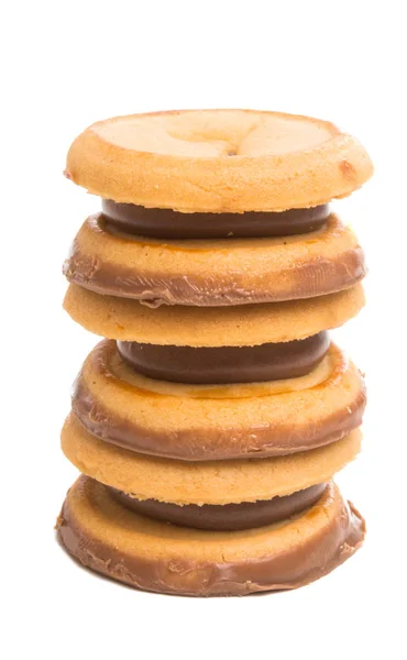 Galletas Con Crema Chocolate Aisladas Sobre Fondo Blanco — Foto de Stock