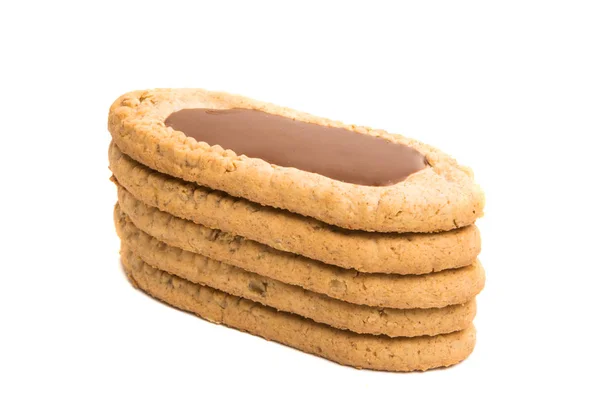 Kekse Mit Schokoladencreme Isoliert Auf Weißem Hintergrund — Stockfoto