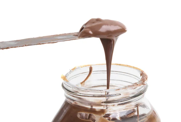 Schokoladenpaste Isoliert Auf Weißem Hintergrund — Stockfoto