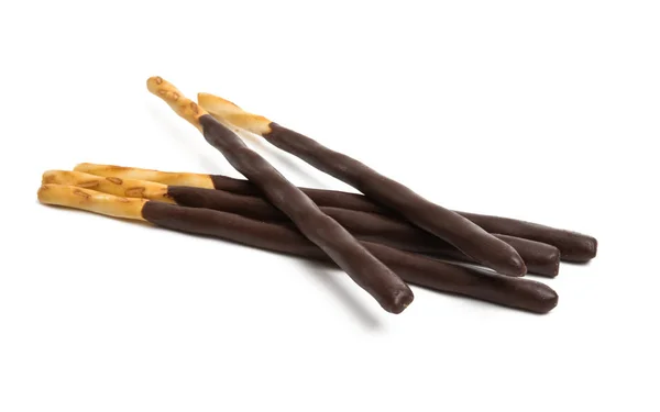 Stick Met Chocolade Glazuur Een Witte Achtergrond — Stockfoto