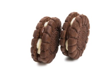 Beyaz arka plan üzerinde izole Kremalı Bisküviler sandviç