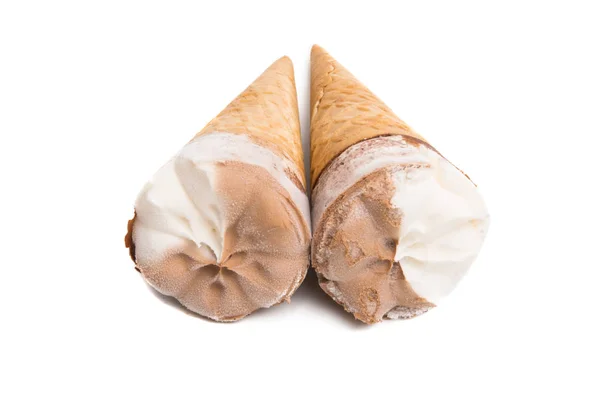 Zmrzlina Vaflovacím Šálku Izolované Bílém Pozadí — Stock fotografie