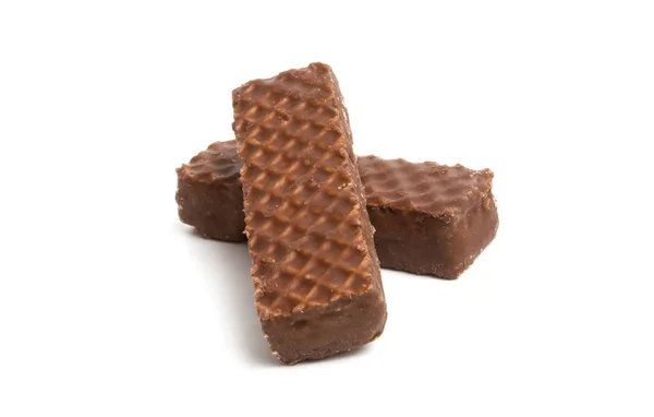 Chocolate Wafle Izolowane Białym Tle — Zdjęcie stockowe