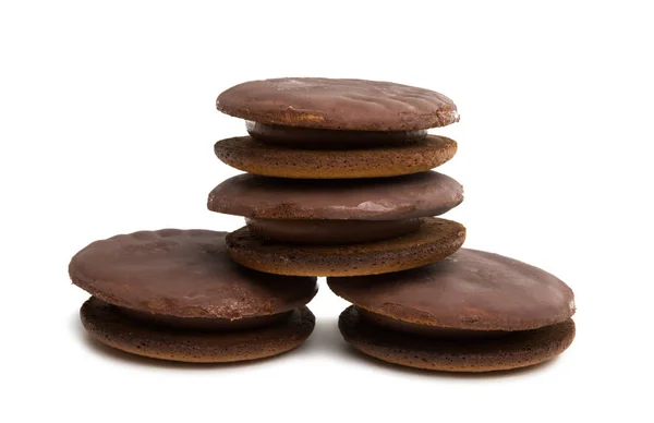 Galletas Con Crema Chocolate Aisladas Sobre Fondo Blanco — Foto de Stock