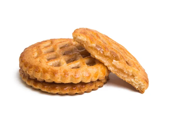 Biscuit Avec Garniture Aux Pommes Isolé Sur Fond Blanc — Photo