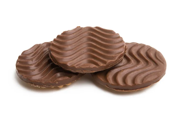 Schokoladenkekse Isoliert Auf Weißem Hintergrund — Stockfoto