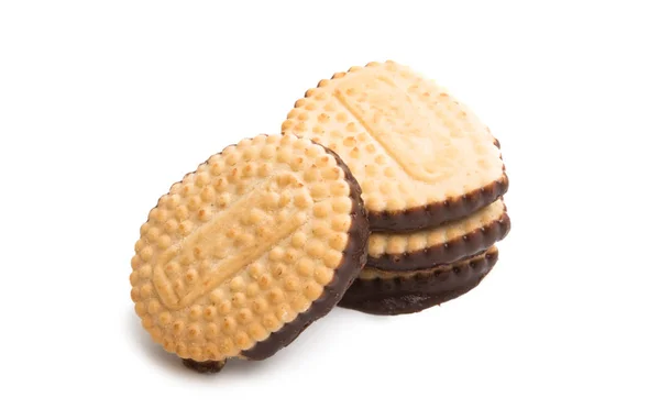 Biscuits Chocolat Isolés Sur Fond Blanc — Photo