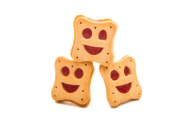 Beyaz arka plan üzerinde izole reçelli kurabiye