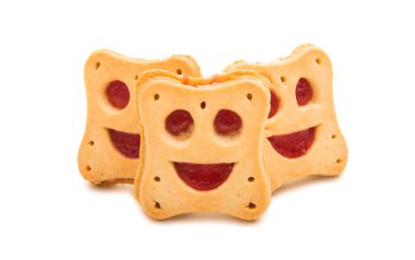 Beyaz arka plan üzerinde izole reçelli kurabiye