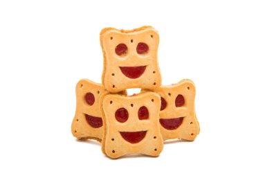 Beyaz arka plan üzerinde izole reçelli kurabiye