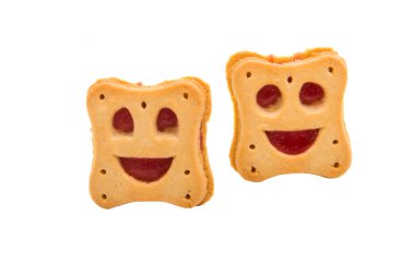 Beyaz arka plan üzerinde izole reçelli kurabiye