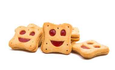 Beyaz arka plan üzerinde izole reçelli kurabiye