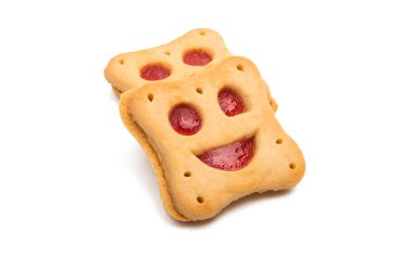 Beyaz arka plan üzerinde izole reçelli kurabiye