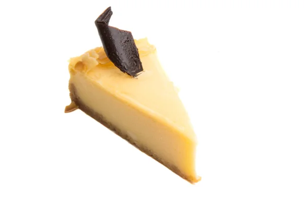 Pedaço Cheesecake Isolado Sobre Fundo Branco — Fotografia de Stock