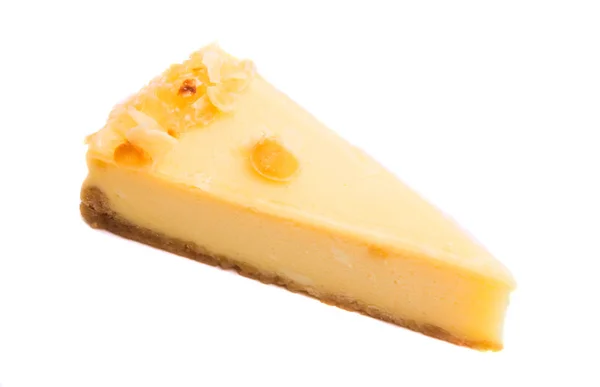 Pezzo Cheesecake Isolato Sfondo Bianco — Foto Stock