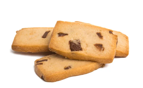 Sušenky Čokoládové Kapkami Izolovaných Bílém Pozadí — Stock fotografie