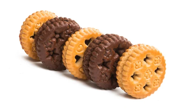 Biscoitos Duplos Isolados Sobre Fundo Branco — Fotografia de Stock