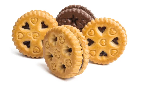 Biscoitos Duplos Isolados Sobre Fundo Branco — Fotografia de Stock