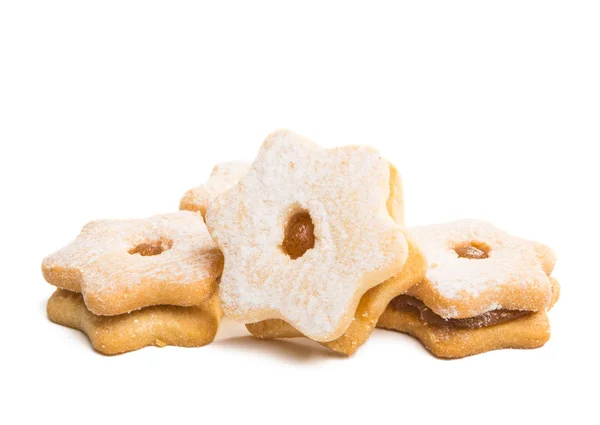 Dubbele Cookies Geïsoleerd Witte Achtergrond — Stockfoto